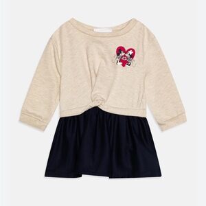 Gap Disney Minnie and Mickey Mouse Beige and Navy Knotted Dress 18/24